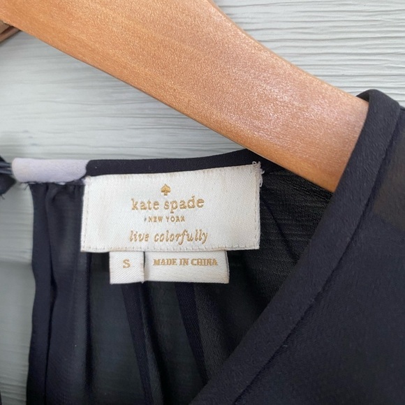 KATE SPADE Black Floral ruffle blouse NWOT preppy cute chic spring chiffon sz S - Picture 9 of 14